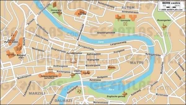  Bern haritası - © geoatlas.com