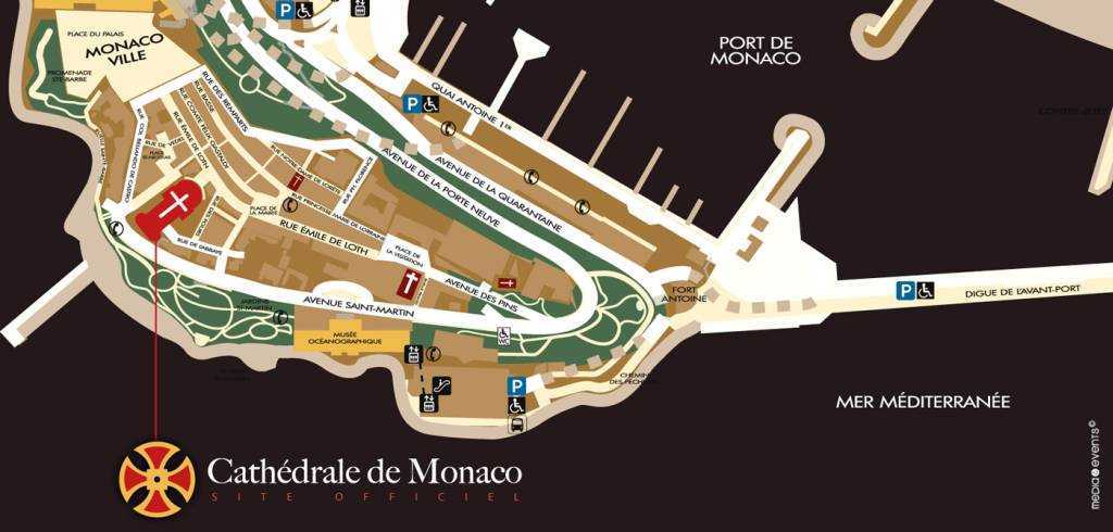 Monako Katedralinin yeri