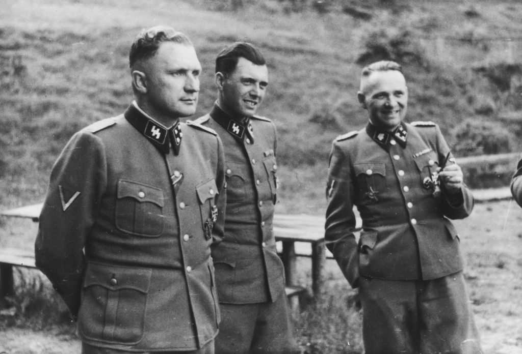 Richard Baer, Josef Mengele and Rudolf Höss - Auschwitz, 1944